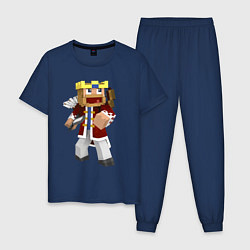 Пижама хлопковая мужская Minecraft Warrior, цвет: тёмно-синий
