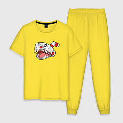 Пижама хлопковая мужская Агрессивная чашка Эмодзи Cuphead, цвет: желтый