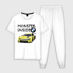 Пижама хлопковая мужская BMW M Power Monster inside, цвет: белый