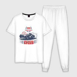 Пижама хлопковая мужская Super Power Racing Championship, цвет: белый