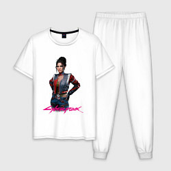 Пижама хлопковая мужская Panam - Панам Cyberpunk 2077, цвет: белый