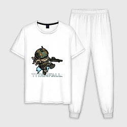 Пижама хлопковая мужская Титанфол арт нарисованный карандашом TITANFALL, цвет: белый