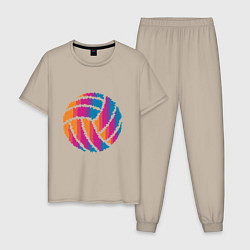 Пижама хлопковая мужская Ball Volleyball, цвет: миндальный