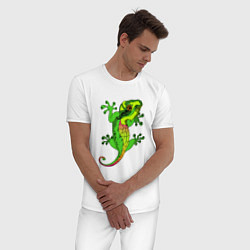 Пижама хлопковая мужская Ящерица Lizard, цвет: белый — фото 2