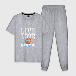 Пижама хлопковая мужская Live Love - Basketball, цвет: меланж