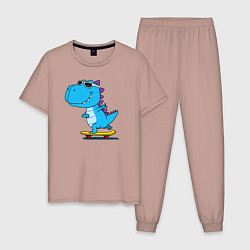 Мужская пижама Динозавр скейтбордист