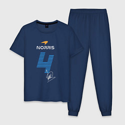 Пижама хлопковая мужская Ландо Норрис 4, цвет: тёмно-синий