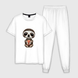 Пижама хлопковая мужская Баскетбол - Ленивец, цвет: белый