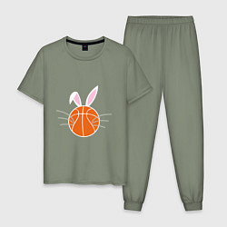 Пижама хлопковая мужская Basketball Bunny, цвет: авокадо