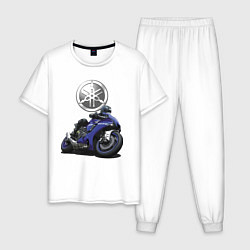 Пижама хлопковая мужская Yamaha Racing team, цвет: белый