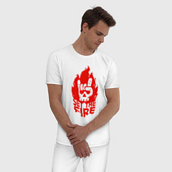 Пижама хлопковая мужская Set the fire, цвет: белый — фото 2