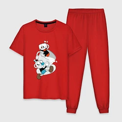 Пижама хлопковая мужская Чашки Cuphead, цвет: красный