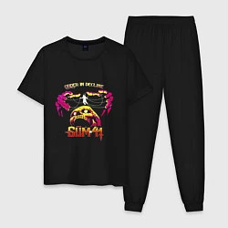 Пижама хлопковая мужская SUM41, цвет: черный