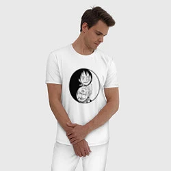 Пижама хлопковая мужская Луффи и Ророноа Зоро, цвет: белый — фото 2