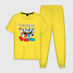 Пижама хлопковая мужская Cuphead Чашечки, цвет: желтый