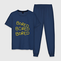 Пижама хлопковая мужская Bored Bored Bored, цвет: тёмно-синий