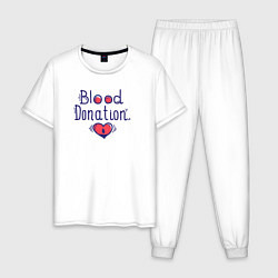 Пижама хлопковая мужская Blood Donation, цвет: белый