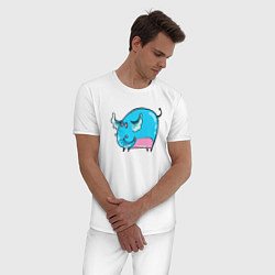 Пижама хлопковая мужская Большой голубой слон, цвет: белый — фото 2