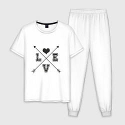Пижама хлопковая мужская Love Arrow, цвет: белый