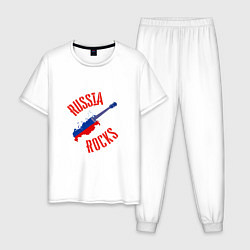 Пижама хлопковая мужская Russia Rocks, цвет: белый