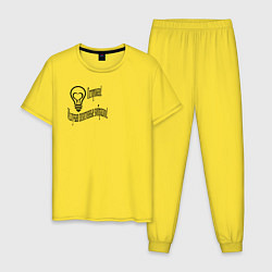 Пижама хлопковая мужская Положительные вибрации, цвет: желтый