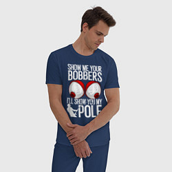 Пижама хлопковая мужская Рыцарская шутка про поплавки, цвет: тёмно-синий — фото 2