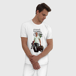 Пижама хлопковая мужская GTA 5 Money bag, цвет: белый — фото 2