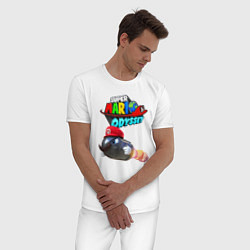 Пижама хлопковая мужская Super Mario Odyssey Bullet Bill Nintendo, цвет: белый — фото 2