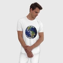 Пижама хлопковая мужская Земля Вид из космоса, цвет: белый — фото 2