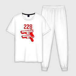Пижама хлопковая мужская 228 2 пистолета, цвет: белый