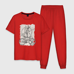 Пижама хлопковая мужская Kitty bike punk, цвет: красный