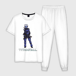 Пижама хлопковая мужская TITANFALL BLUE ART титанфолл, цвет: белый