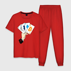 Пижама хлопковая мужская Криптовалютные карты, цвет: красный