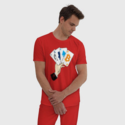 Пижама хлопковая мужская Криптовалютные карты, цвет: красный — фото 2
