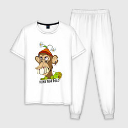Пижама хлопковая мужская Punk not dead - monkey, цвет: белый