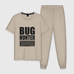 Пижама хлопковая мужская Bug Хантер, цвет: миндальный