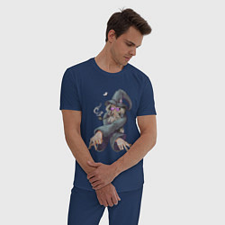 Пижама хлопковая мужская Чародей тусовщик, цвет: тёмно-синий — фото 2