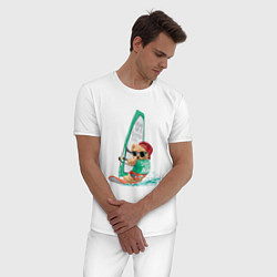 Пижама хлопковая мужская МИШКА ВИНДСЕРФЕР BEAR WINDSURFER, цвет: белый — фото 2