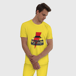 Пижама хлопковая мужская BMW Flash, цвет: желтый — фото 2