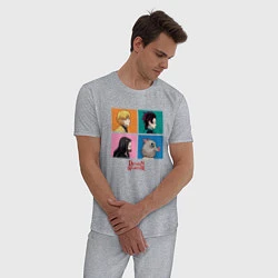 Пижама хлопковая мужская Клинок, рассекающий демонов Коллаж, цвет: меланж — фото 2