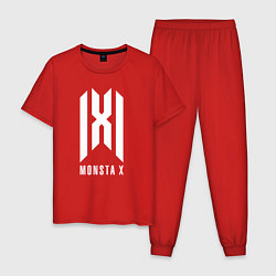 Пижама хлопковая мужская Monsta x logo, цвет: красный