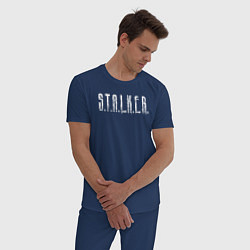 Пижама хлопковая мужская S T A L K E R - Logo, цвет: тёмно-синий — фото 2