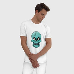 Пижама хлопковая мужская Zombie Skull, цвет: белый — фото 2