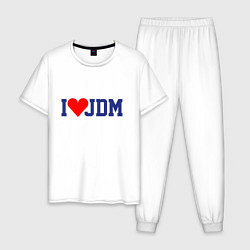 Пижама хлопковая мужская I love JDM!, цвет: белый