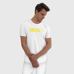 Пижама хлопковая мужская Nirvana logo, цвет: белый — фото 2