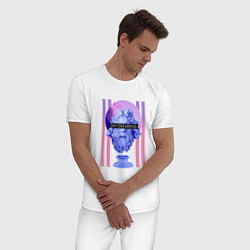 Пижама хлопковая мужская Daydreaming Vaporwave Statue, цвет: белый — фото 2