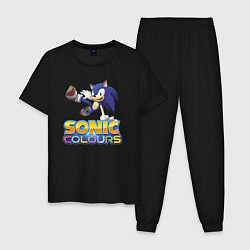 Пижама хлопковая мужская Sonic Colours Hedgehog Video game, цвет: черный