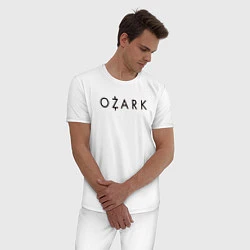 Пижама хлопковая мужская Ozark black logo, цвет: белый — фото 2