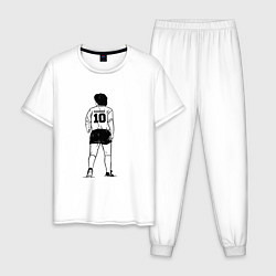 Пижама хлопковая мужская Диего Марадона номер 10, цвет: белый