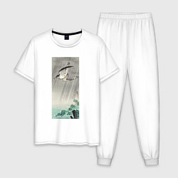 Пижама хлопковая мужская Cuckoo in Storm - Японские мотивы, цвет: белый